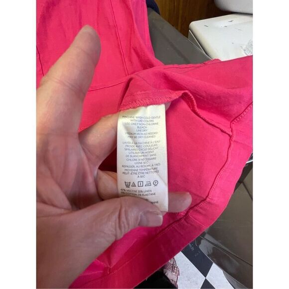 Anthropologie NWOT Pink Column One Shoulder Linen Dress Size XXS - Picture 11 of 12